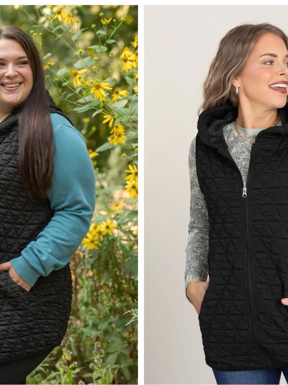 Filly Flair Black Quilted Hooded Vest